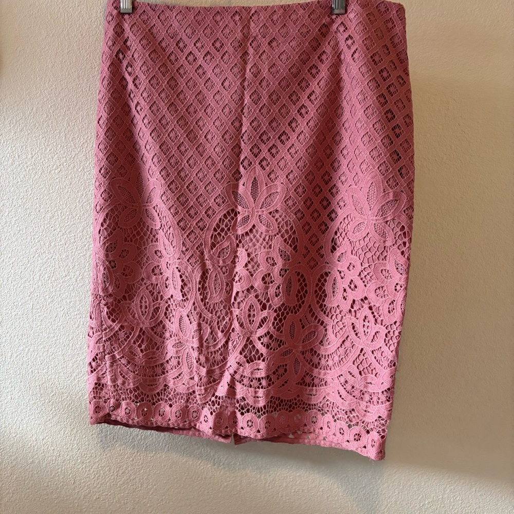 LOFT Pink Lace Pencil Skirt